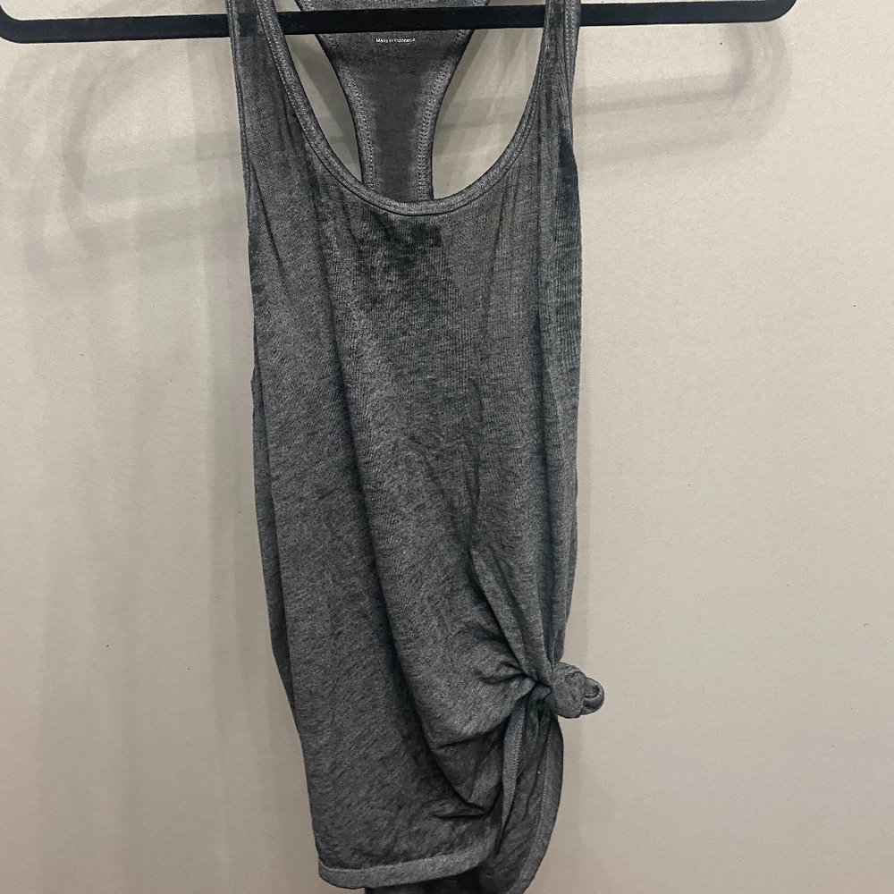 Gray and black exercise tank tops